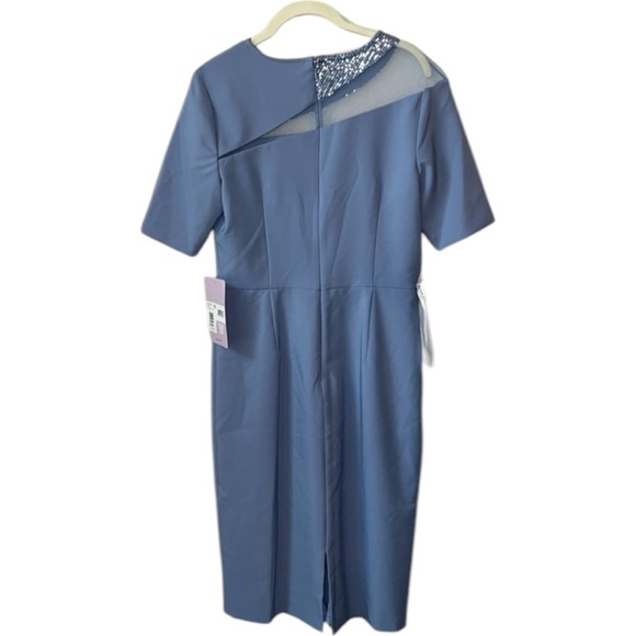 JS Collections Hayden Sequin Elegant Blue Sheath Dress Size 6 - Picture 5 of 13